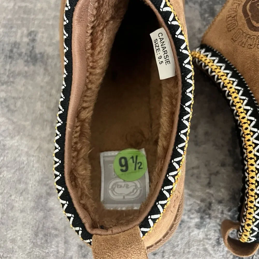 Ecko Unltd. Men's Fur Lined Mules Tasman Style Slippers Chestnut Size 9.5